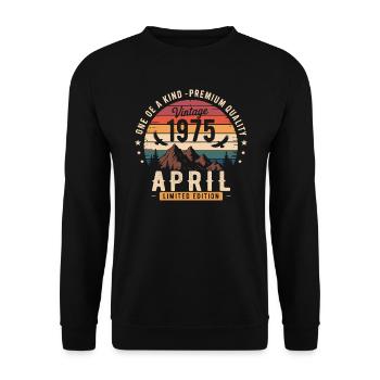 Millésime Anniversaire Avril 1975 April 1975 - Sweat-shirt Unisexe - noir - Devant - Alina (178cm) & Michal (187cm)