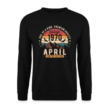 Millésime Anniversaire Avril 1970 April 1970 - Sweat-shirt Unisexe - noir - Devant - Alina (178cm) & Michal (187cm)