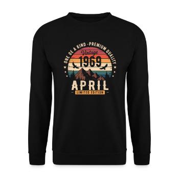 Millésime Anniversaire Avril 1969 April 1969 - Sweat-shirt Unisexe - noir - Devant - Alina (178cm) & Michal (187cm)