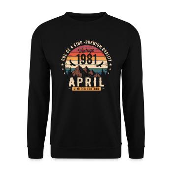 Millésime Anniversaire Avril 1981 April 1981 - Sweat-shirt Unisexe - noir - Devant - Alina (178cm) & Michal (187cm)