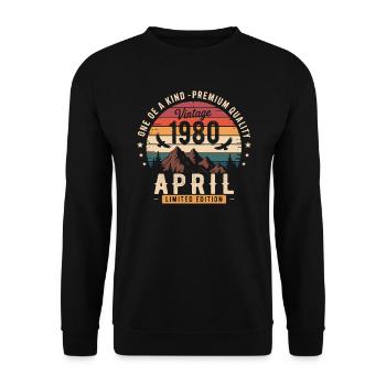 Millésime Anniversaire Avril 1980 April 1980 - Sweat-shirt Unisexe - noir - Devant - Alina (178cm) & Michal (187cm)