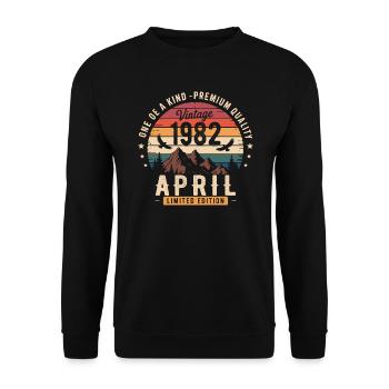 Millésime Anniversaire Avril 1982 April 1982 - Sweat-shirt Unisexe - noir - Devant - Alina (178cm) & Michal (187cm)