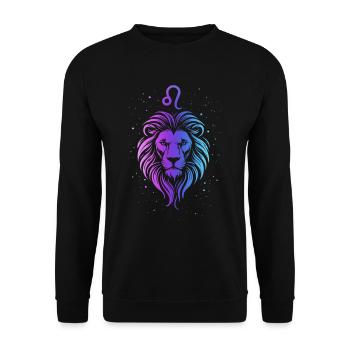 Lion – signe néon du zodiaque - Sweat-shirt Unisexe - noir - Devant - Alina (178cm) & Michal (187cm)