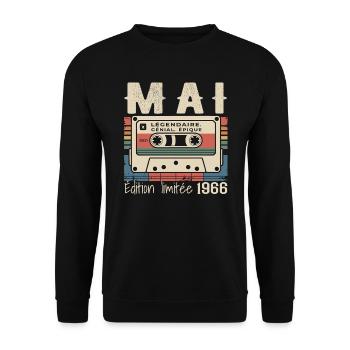Mai 1966 - Sweat-shirt Unisexe - noir - Devant - Alina (178cm) & Michal (187cm)