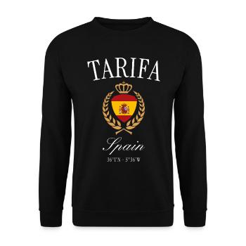 Tarifa Spanien Wappen Krone – Reise Souvenir - Unisex Pullover - Schwarz - Vorne - Alina (178cm) & Michal (187cm)