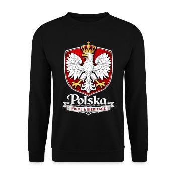 Polen Wappen T-Shirt – Polska Pride & Heritage - Unisex Pullover - Schwarz - Vorne - Alina (178cm) & Michal (187cm)
