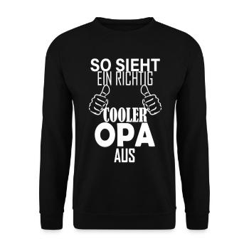 So sieht ein richtig cooler Opa aus Spruch - Unisex Pullover - Schwarz - Vorne - Alina (178cm) & Michal (187cm)