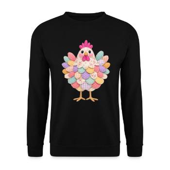 Poule Patchwork Mignonne Style Rustique - Sweat-shirt Unisexe - noir - Devant - Alina (178cm) & Michal (187cm)