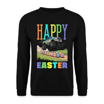 Joyeuse Pâques, douce chasse aux œufs du lapin, œufs de Pâques - Sweat-shirt Unisexe - noir - Devant - Alina (178cm) & Michal (187cm)