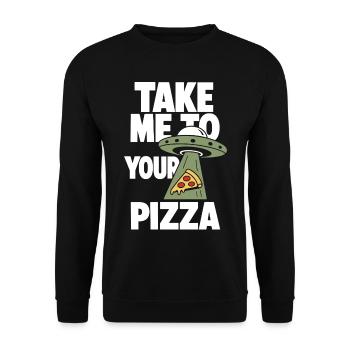 Emmène-moi à ta pizza OVNI - Sweat-shirt Unisexe - noir - Devant - Alina (178cm) & Michal (187cm)