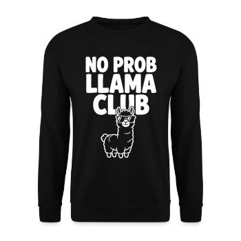 No Prob Llama Club mit cooler Sonnenbrille - Unisex Pullover - Schwarz - Vorne - Alina (178cm) & Michal (187cm)