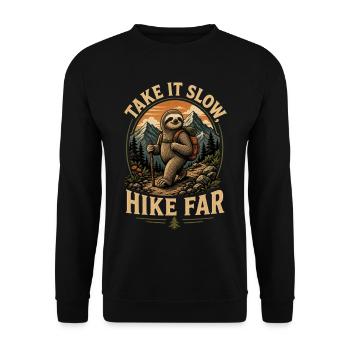 Take It Slow Hike Far Sloth - Unisex Sweatshirt - black - Front - Alina (178cm) & Michal (187cm)