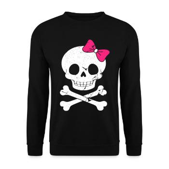 Cute skull with pink bow - Unisex Sweatshirt - black - Front - Alina (178cm) & Michal (187cm)