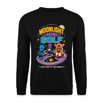 Mondschein Minigolf mit Aliens - Unisex Pullover - Schwarz - Vorne - Alina (178cm) & Michal (187cm)