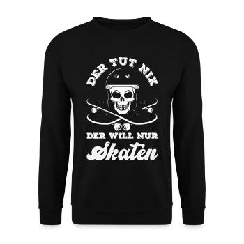 Skateboard Skater Retro Vintage Skaten Geschenk - Unisex Pullover - Schwarz - Vorne - Alina (178cm) & Michal (187cm)