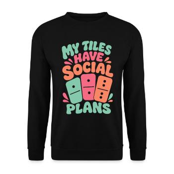 Domino: My Tiles Have Social Plans - Unisex Pullover - Schwarz - Vorne - Alina (178cm) & Michal (187cm)