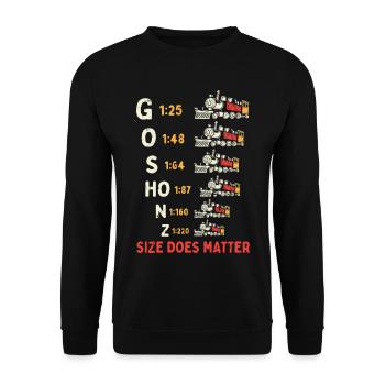 Größenzug: Size Does Matter - Unisex Pullover - Schwarz - Vorne - Alina (178cm) & Michal (187cm)