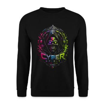 Cyber Spirit Skull Neon – Halloween-Horror - Unisex Pullover - Schwarz - Vorne - Alina (178cm) & Michal (187cm)