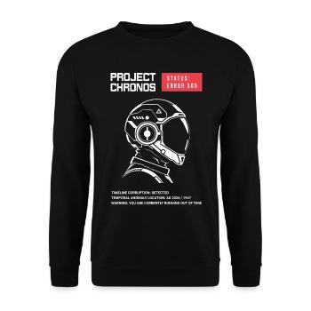 Project Chronos Cyberpunk - Lustiges Sci-Fi - Unisex Pullover - Schwarz - Vorne - Alina (178cm) & Michal (187cm)