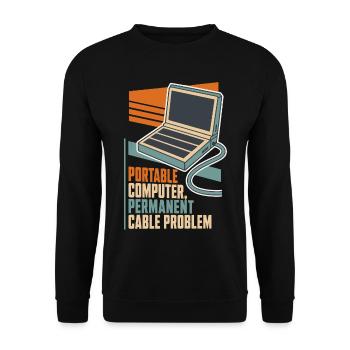 Laptop mit Kabelproblem – Computerhumor - Unisex Pullover - Schwarz - Vorne - Alina (178cm) & Michal (187cm)