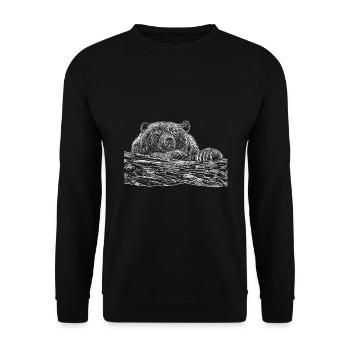 Bored Bear is waiting - Unisex Sweatshirt - black - Front - Alina (178cm) & Michal (187cm)
