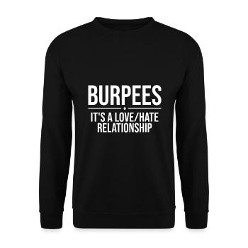 Burpees - Burpees ist eine Hassliebe - Unisex Pullover - Schwarz - Vorne - Alina (178cm) & Michal (187cm)