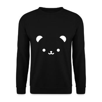 witzig Glücksbärchi - Unisex Pullover - Schwarz - Vorne - Alina (178cm) & Michal (187cm)