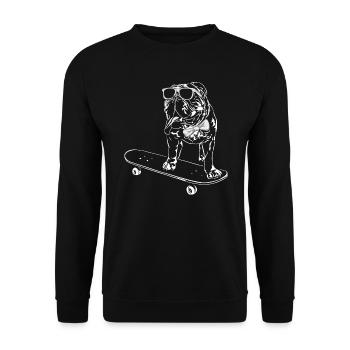 ENGLISH BULLDOG - ENGLISCHE BULLDOGGE SKATEBOARD - Unisex Sweatshirt - black - Front - Alina (178cm) & Michal (187cm)