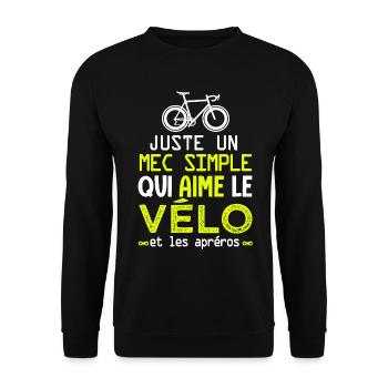 mec simple aime le vélo et apéro humour homme velo - Sweat-shirt Unisexe - noir - Devant - Alina (178cm) & Michal (187cm)