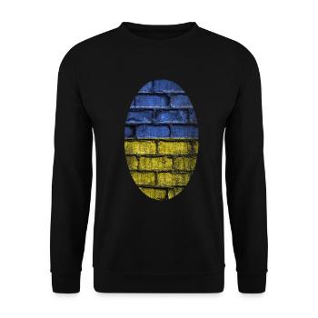Ukraine PEACE FLAGGE FAHNE - Unisex Pullover - Schwarz - Vorne - Alina (178cm) & Michal (187cm)