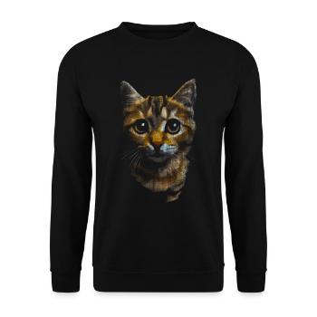 Süße kleine Katze Tiger - Unisex Pullover - Schwarz - Vorne - Alina (178cm) & Michal (187cm)