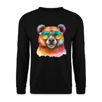 Colorful cool bear with sunglasses - Unisex Sweatshirt - black - Front - Alina (178cm) & Michal (187cm)