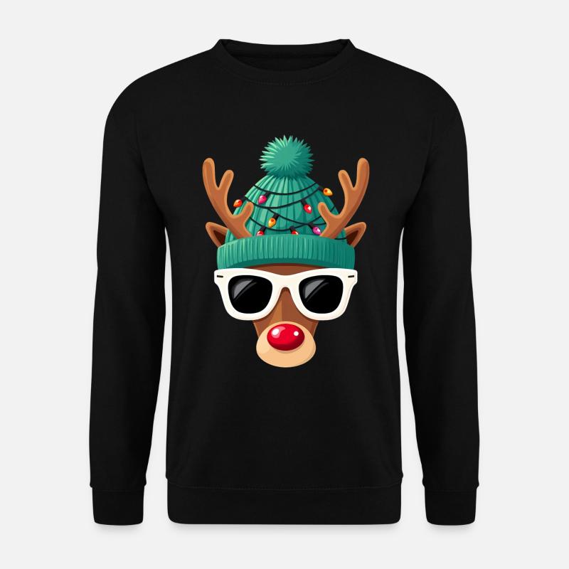 Weihnachts Rentier mit roter Nase - Unisex Pullover - Schwarz