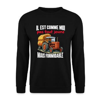 Tracteur papa agriculteur redoutable vieux - Sweat-shirt Unisexe - noir - Devant - Alina (178cm) & Michal (187cm)