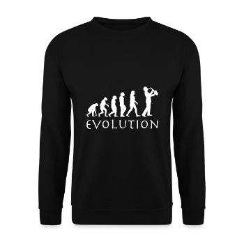 Saxophon Spieler Evolution - Unisex Pullover - Schwarz - Vorne - Alina (178cm) & Michal (187cm)