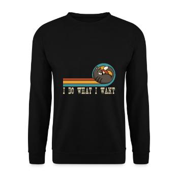 Cat saying funny - Unisex Sweatshirt - black - Front - Alina (178cm) & Michal (187cm)
