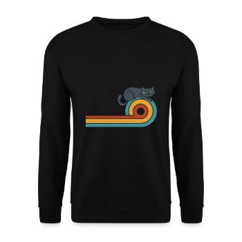 Katze Retro witzig - Unisex Pullover - Schwarz - Vorne - Alina (178cm) & Michal (187cm)