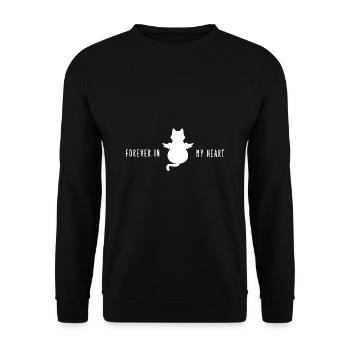Katze Trauer Abschied Tod traurig Geschenk Engel - Unisex Pullover - Schwarz - Vorne - Alina (178cm) & Michal (187cm)