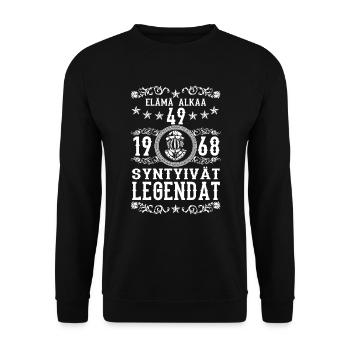 1968 - 49 vuotta - Legendat - 2017 - FI - Unisex Sweatshirt - black - Front - Alina (178cm) & Michal (187cm)