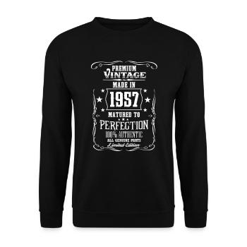 1957 - Premium Jahrgang - Limited Edition - EN - Sweat-shirt Unisexe - noir - Devant - Alina (178cm) & Michal (187cm)