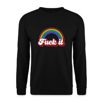 Fuck it shit retro groovy rainbow - Unisex Sweatshirt - black - Front - Alina (178cm) & Michal (187cm)