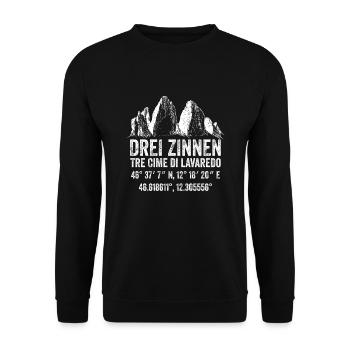 Berge gebirge Dolomiten drei zinnen geschenk - Unisex Pullover - Schwarz - Vorne - Alina (178cm) & Michal (187cm)