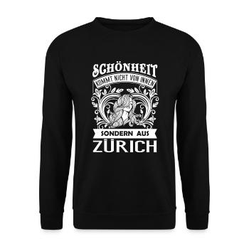 Schönheit kommt aus Zürich – CH - Unisex Pullover - Schwarz - Vorne - Alina (178cm) & Michal (187cm)