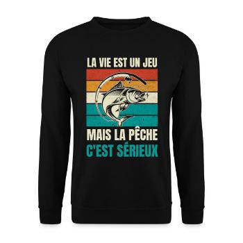 la pêche c'est sérieux - Sweat-shirt Unisexe - noir - Devant - Alina (178cm) & Michal (187cm)