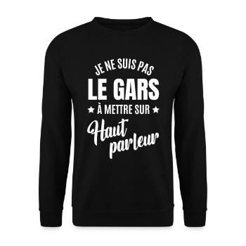 je ne suis pas le gars à mettre sur haut-parleur - Sweat-shirt Unisexe - noir - Devant - Alina (178cm) & Michal (187cm)