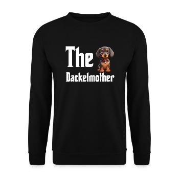Dackelmother , Lustiges Dackel Mama design - Unisex Pullover - Schwarz - Vorne - Alina (178cm) & Michal (187cm)