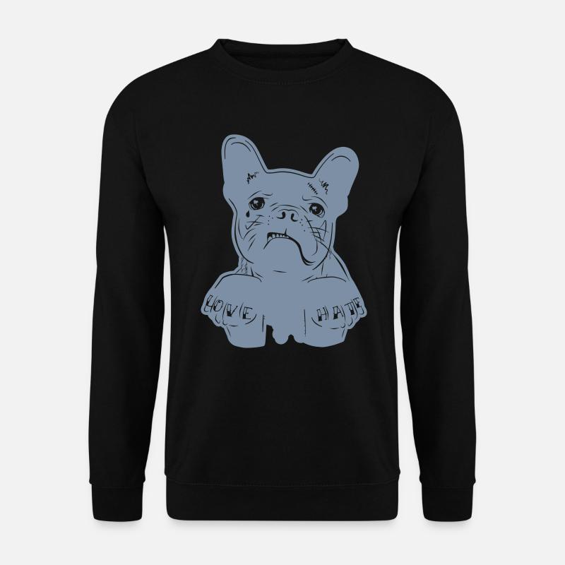Hamburger Underdog / Love and Hate / Dog / Pug - Unisex Sweatshirt - black