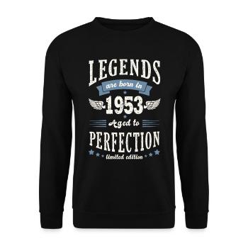 born in 1953 birthday 69 years gift legend - Unisex Sweatshirt - black - Front - Alina (178cm) & Michal (187cm)