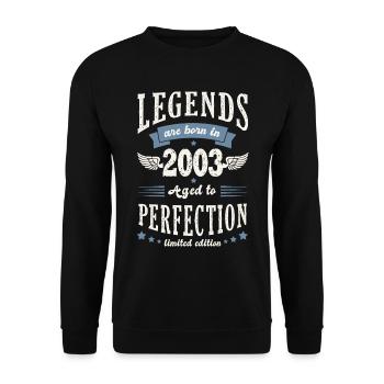 born in 2003 anniversary 19 years gift legend - Unisex Sweatshirt - black - Front - Alina (178cm) & Michal (187cm)