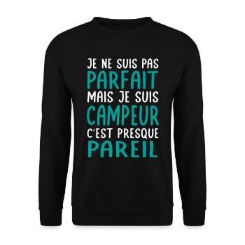 Je ne suis pas parfait mais je suis campeur - Sweat-shirt Unisexe - noir - Devant - Alina (178cm) & Michal (187cm)